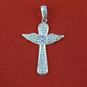 925 sterling silver dove pendant  Holy Spirit Cross with zircon‎ stones